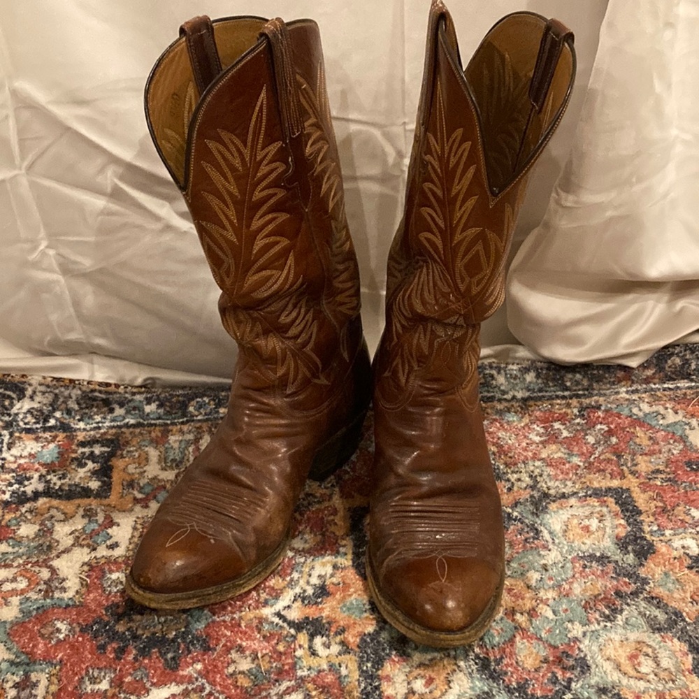 Vintage Lucchese Western Cowboy Boots Womens 10 Mens 8.5. Leather